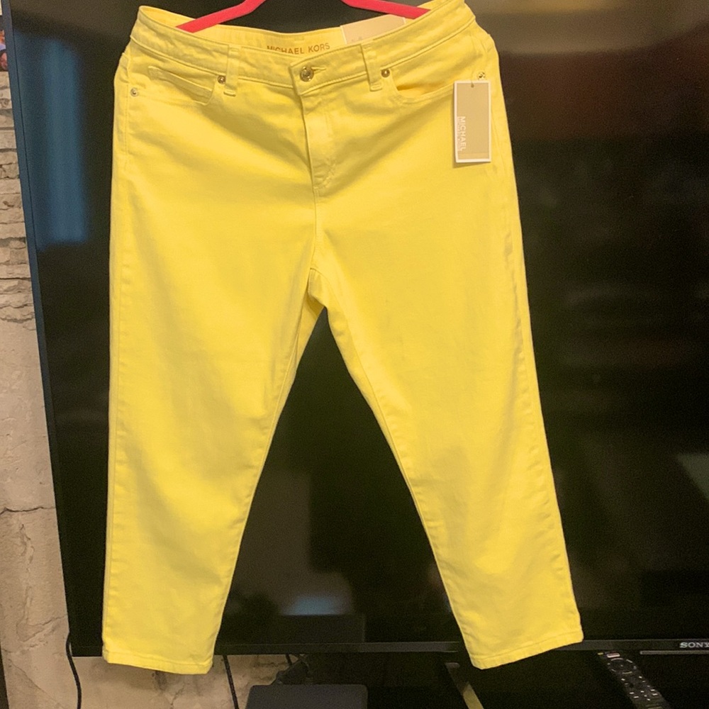 Michael Kors yellow cropped jeans , size 10